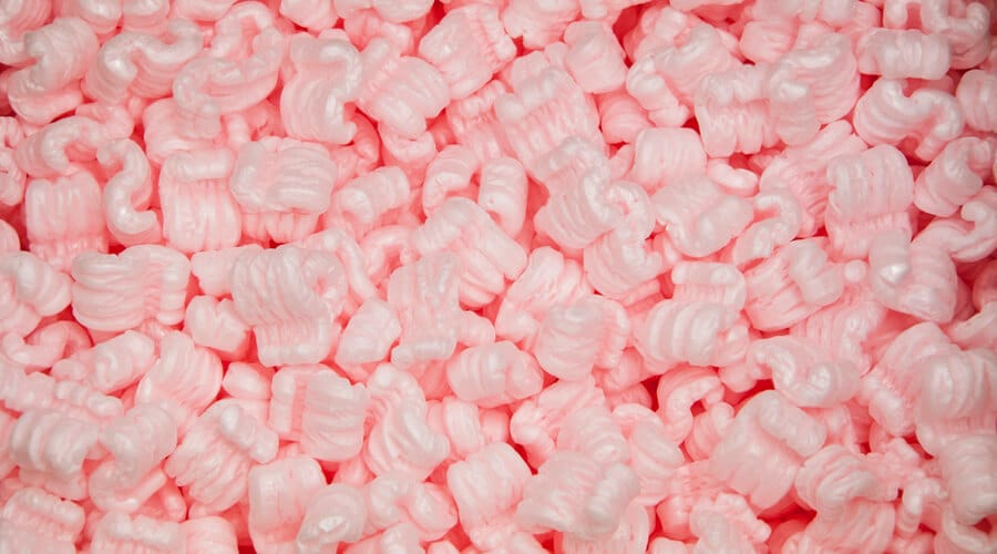 Pink antistatic packing peanuts